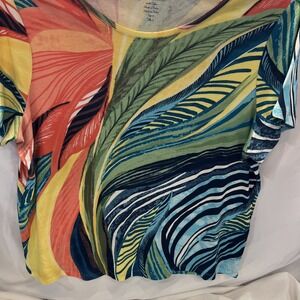 NEW NWT Chicos  size 4 MTropical Beach Shirt Top, vacation, cruise unique 41